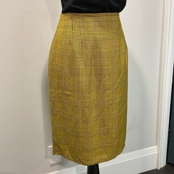 Jones New York Yellow Plaid Pencil Pencil Skirt Size 12 - Picture 7 of 16